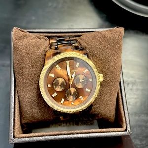 Michael Kors tortoise shell watch (needs battery but works) in original box